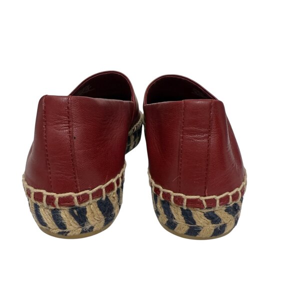 Tory Burch Color block LeatherEspadrille Flat Tuscan Wine Tory Navy Women's sz 7 - Picture 6 of 12